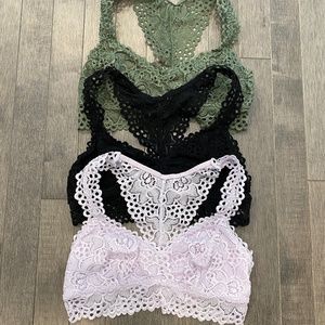 Like New Three  Aerie Crochet Wireless Bralettes